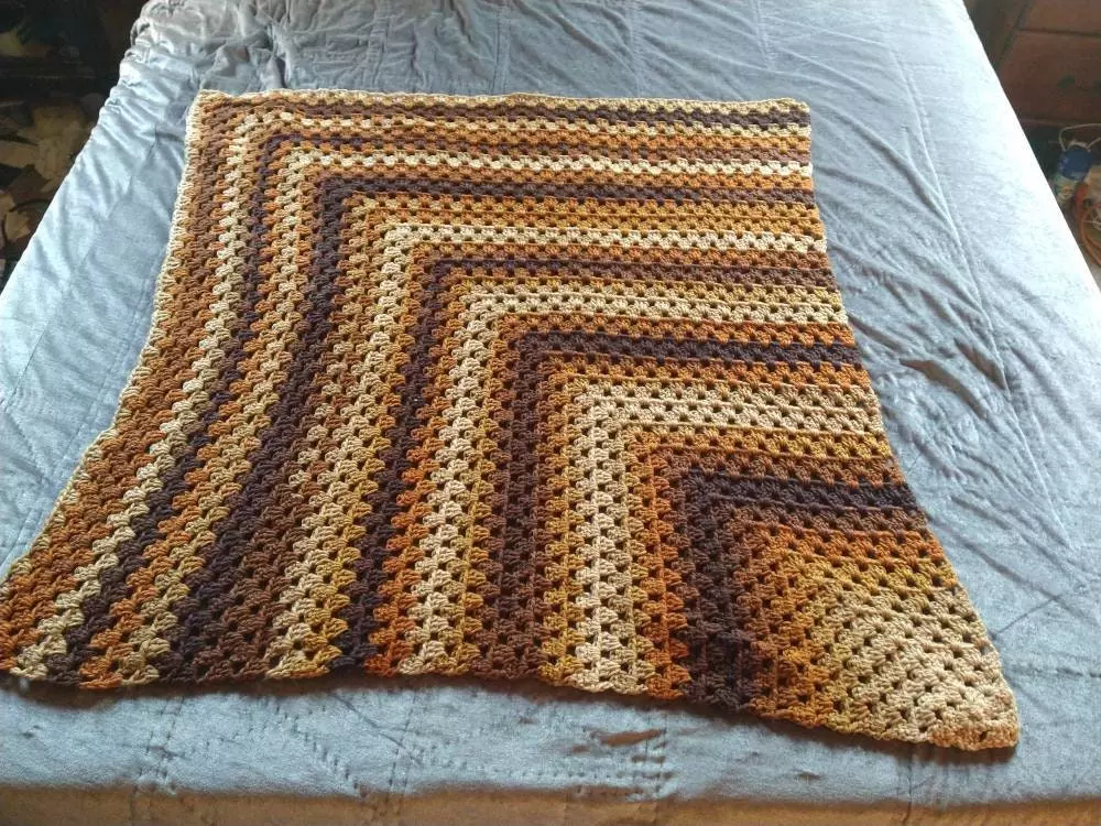 Crocheted Miter Granny Stitch Handmade Blanket thumbnail