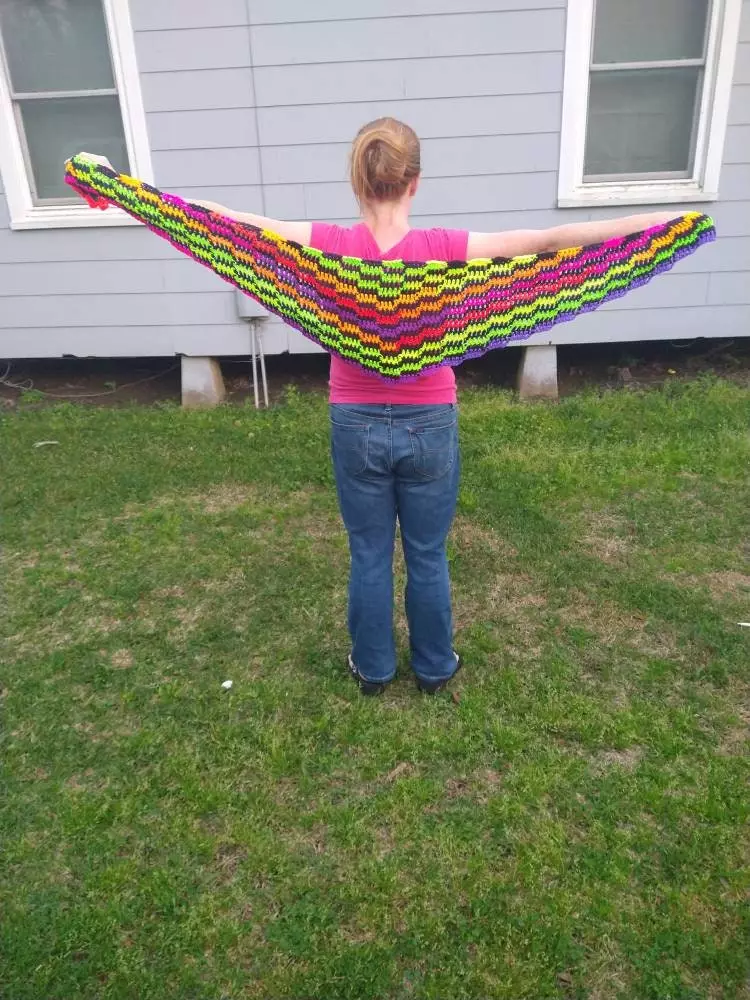 Neon Crochet Shawl and Scarf In One thumbnail