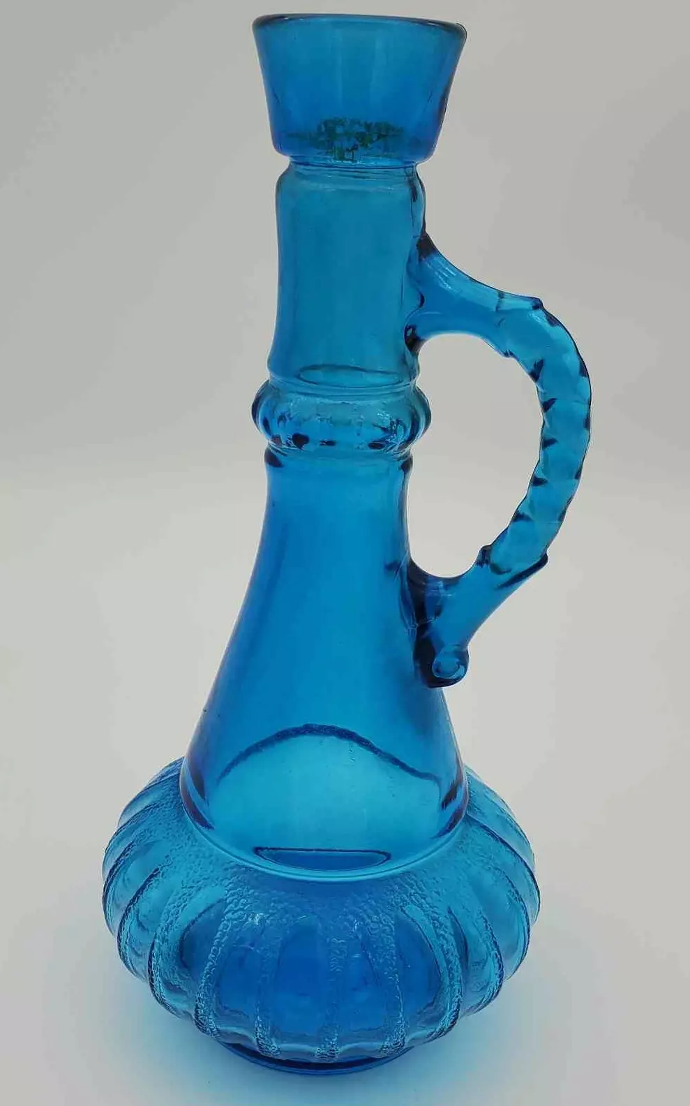 Vintage Blue Glass Genie Bottle Liquor Decanter Blue Jim Beam thumbnail