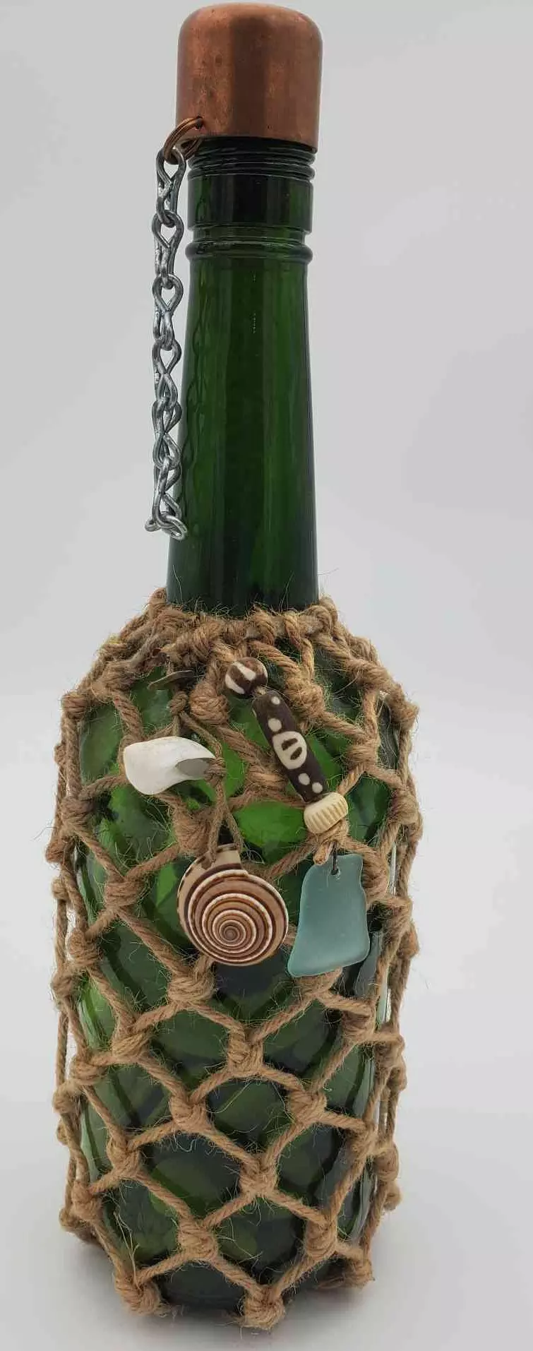 Nautical Glass Message Bottle W/Wick & Rocks thumbnail