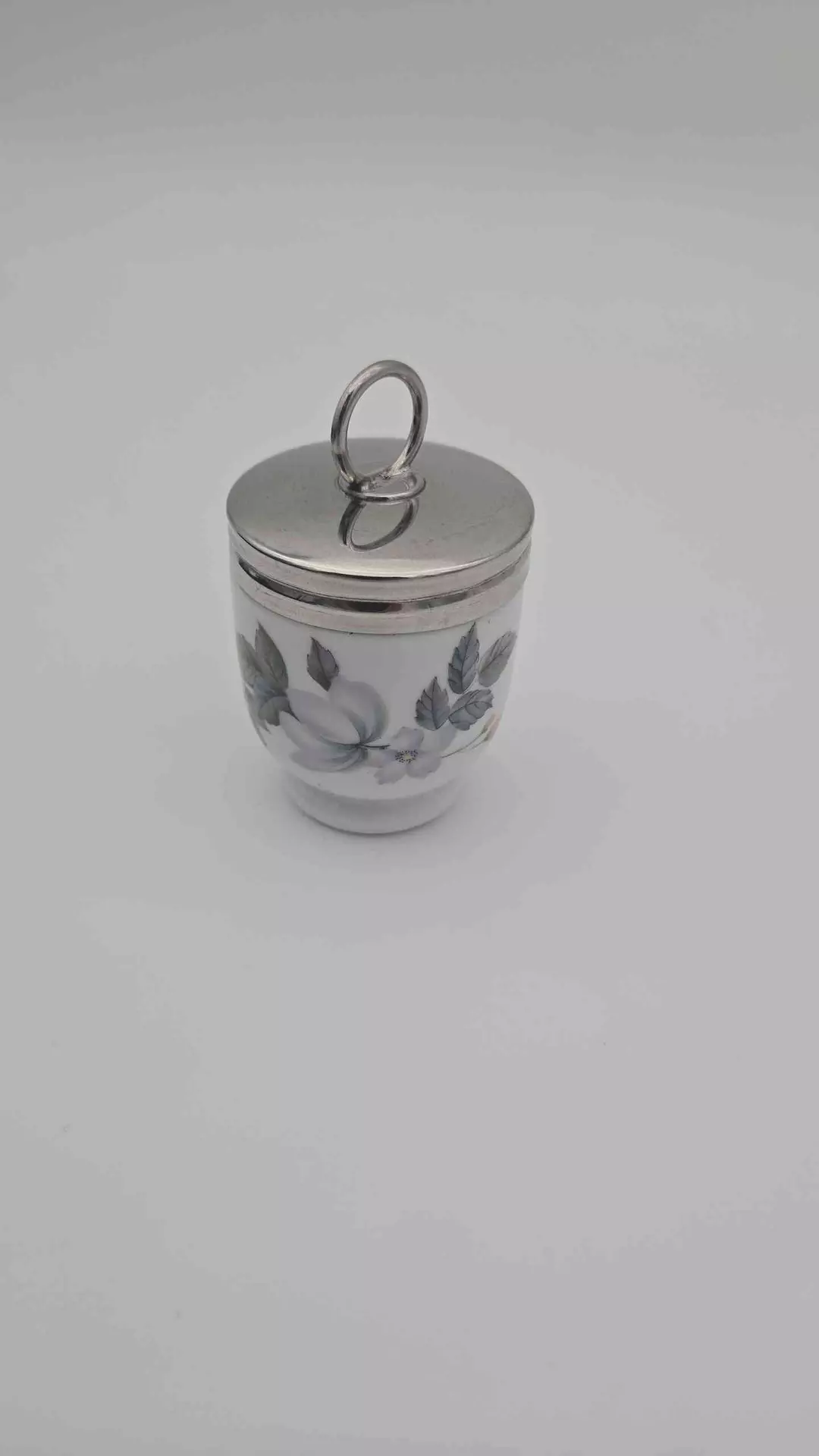 Vintage Royal Worcester Porcelain Single Egg Coddler June Garland Pink Rose thumbnail