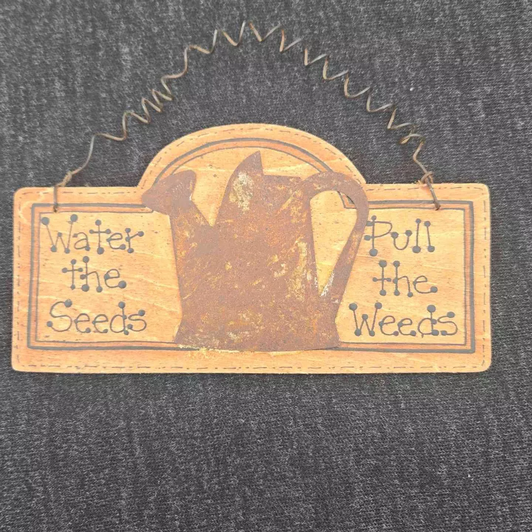 Garden Sign W/Rustic Metal Watering Can thumbnail