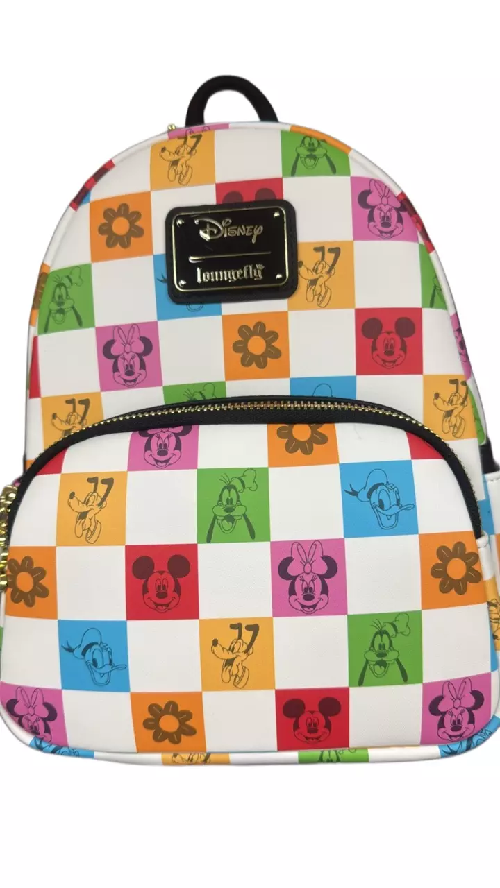 Loungefly Disney Mickey and Friends Checkered Colorful Mini Backpack thumbnail