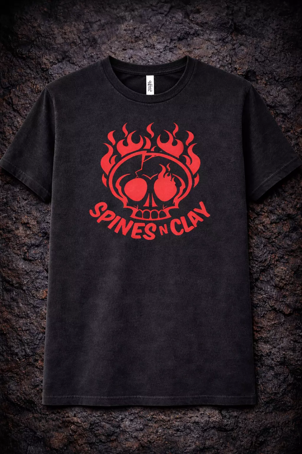 T-shirt Flame Skull Red– Tri Blend Black thumbnail