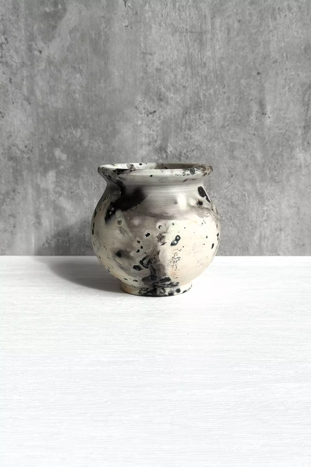 Pit Fired Round Planter: 3" W (mouth) x 4 1/8" D thumbnail