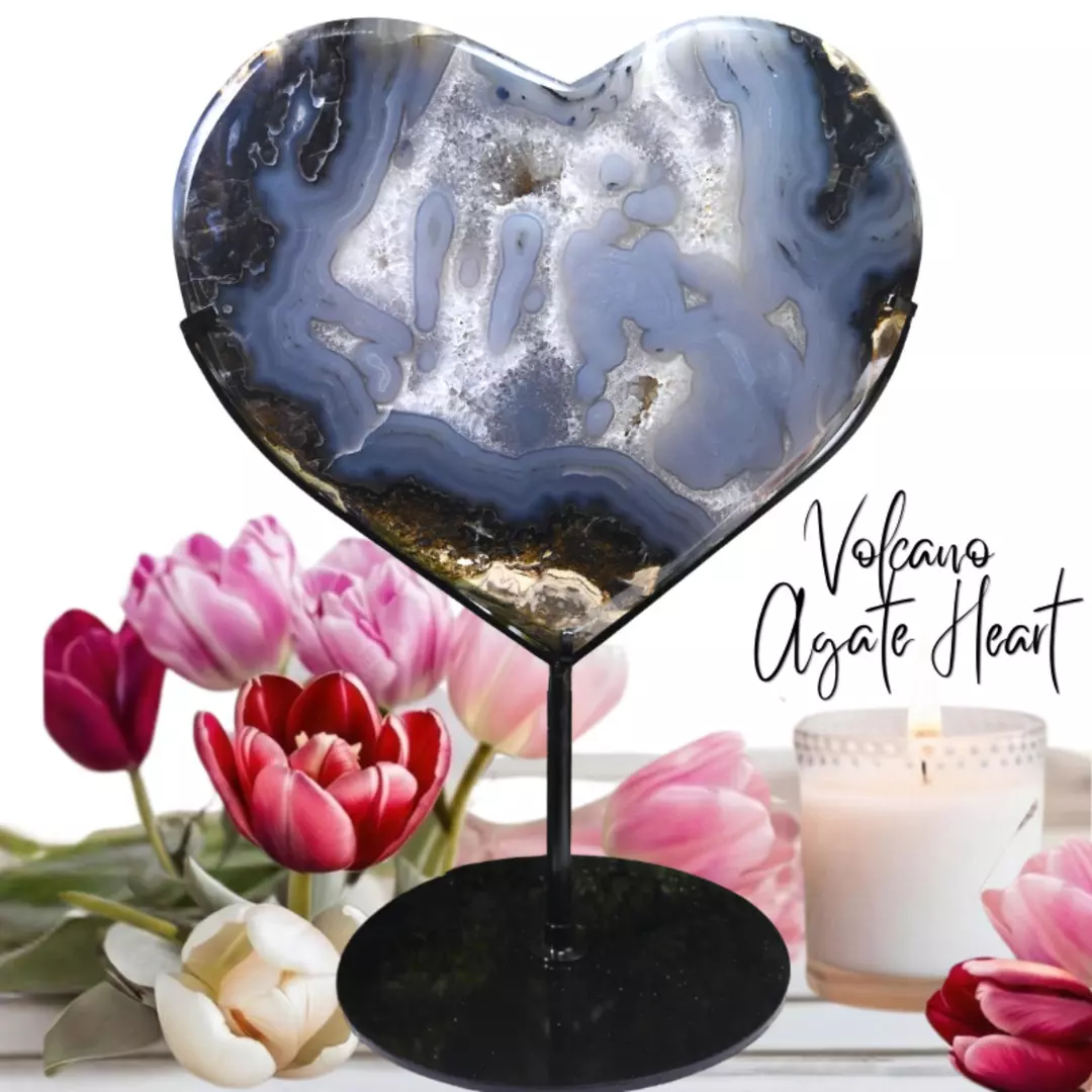 10lb Volcano Agate Crystal Heart  thumbnail