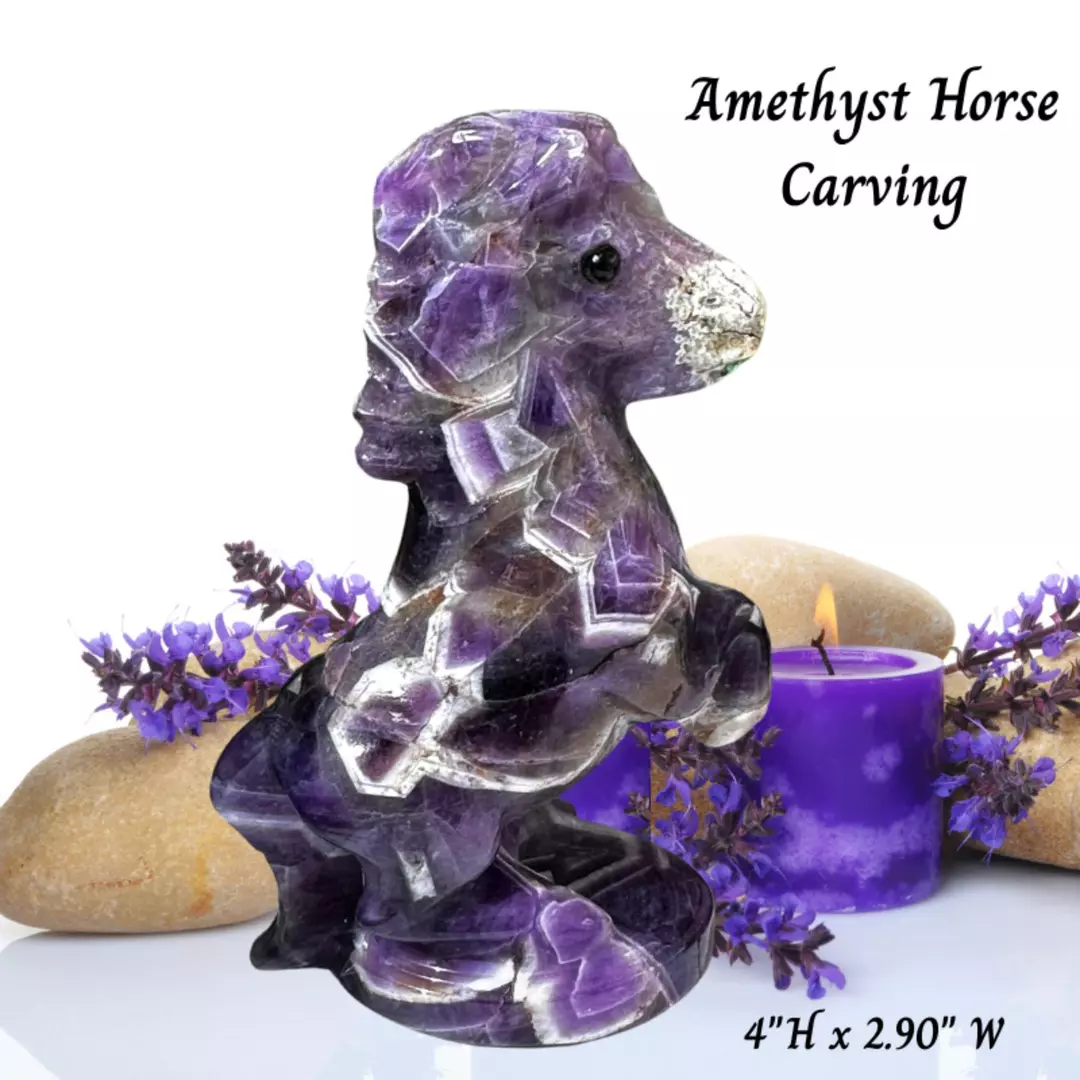 Dream Amethyst Horse Carving thumbnail