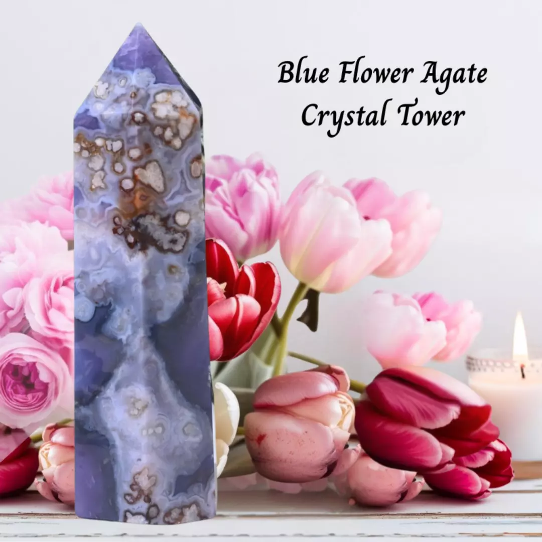 Blue Flower Agate Crystal Tower thumbnail