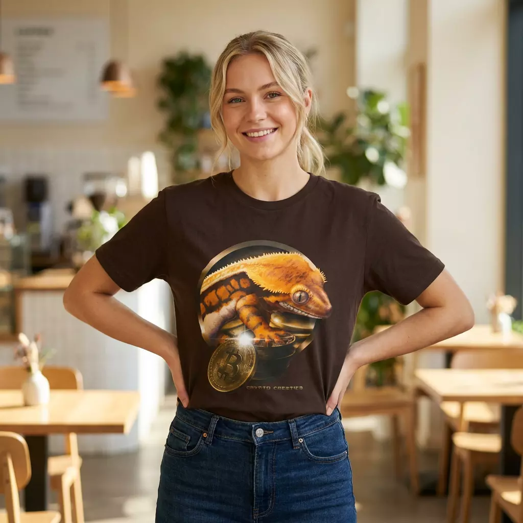 Soft T shirt - Crested Gecko "Avax" Guarding Bitcoin thumbnail