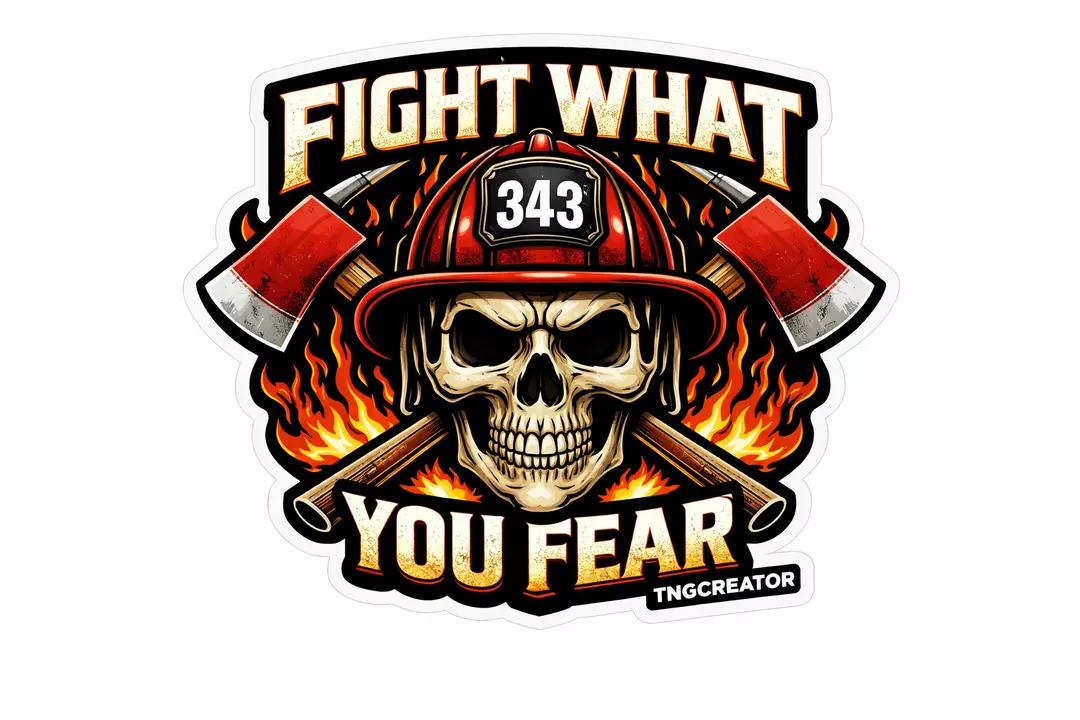 Firefighter Skull Sticker 3 Inch Holographic | Fight What You Fear Decal  thumbnail