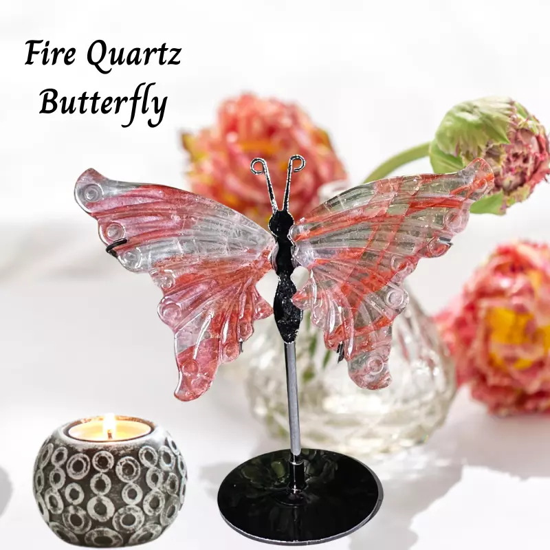 High Clarity Fire Quartz Butterfly Carving thumbnail
