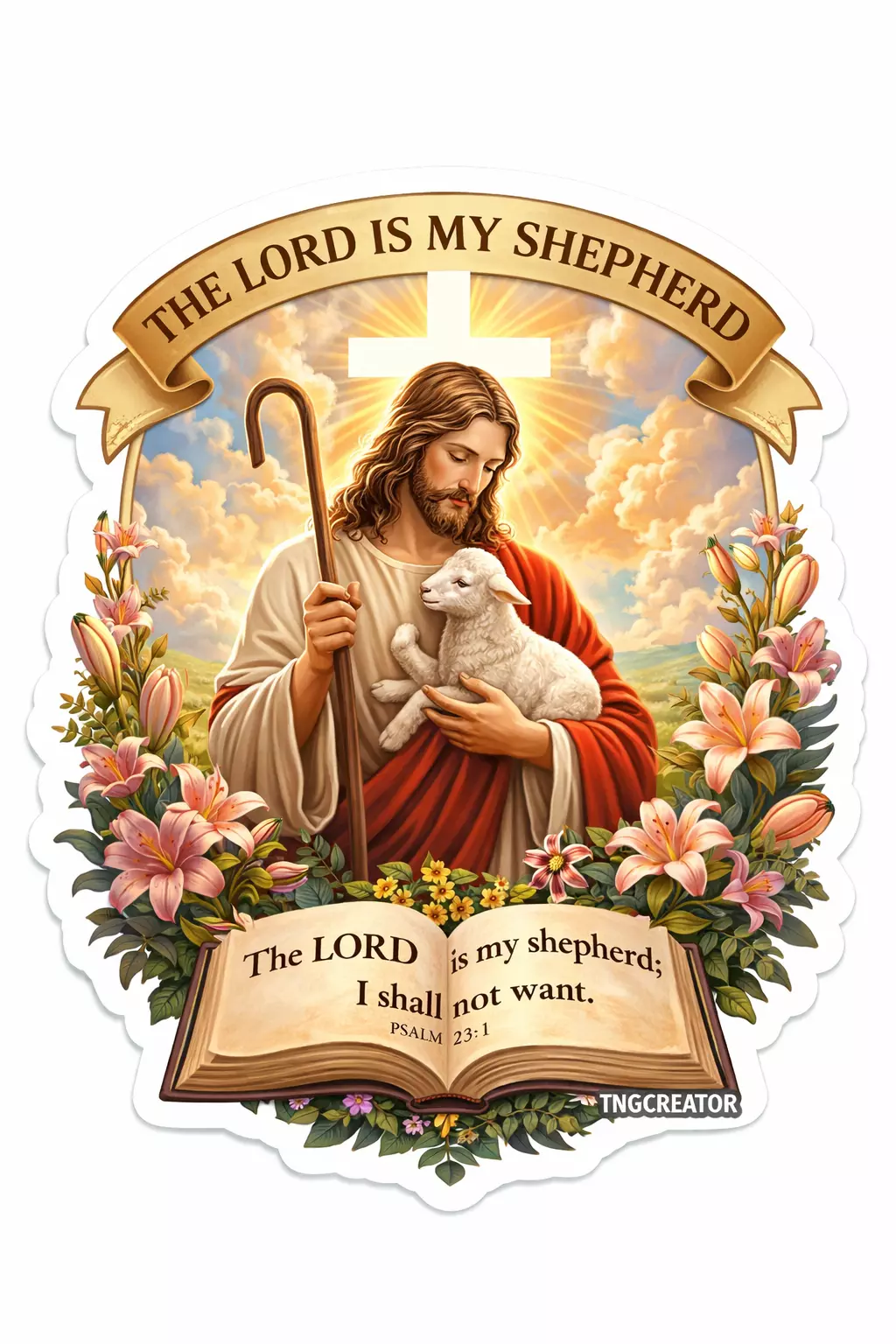 The Lord Is My Shepherd Sticker | Psalm 23:1 Christian Sticker  thumbnail