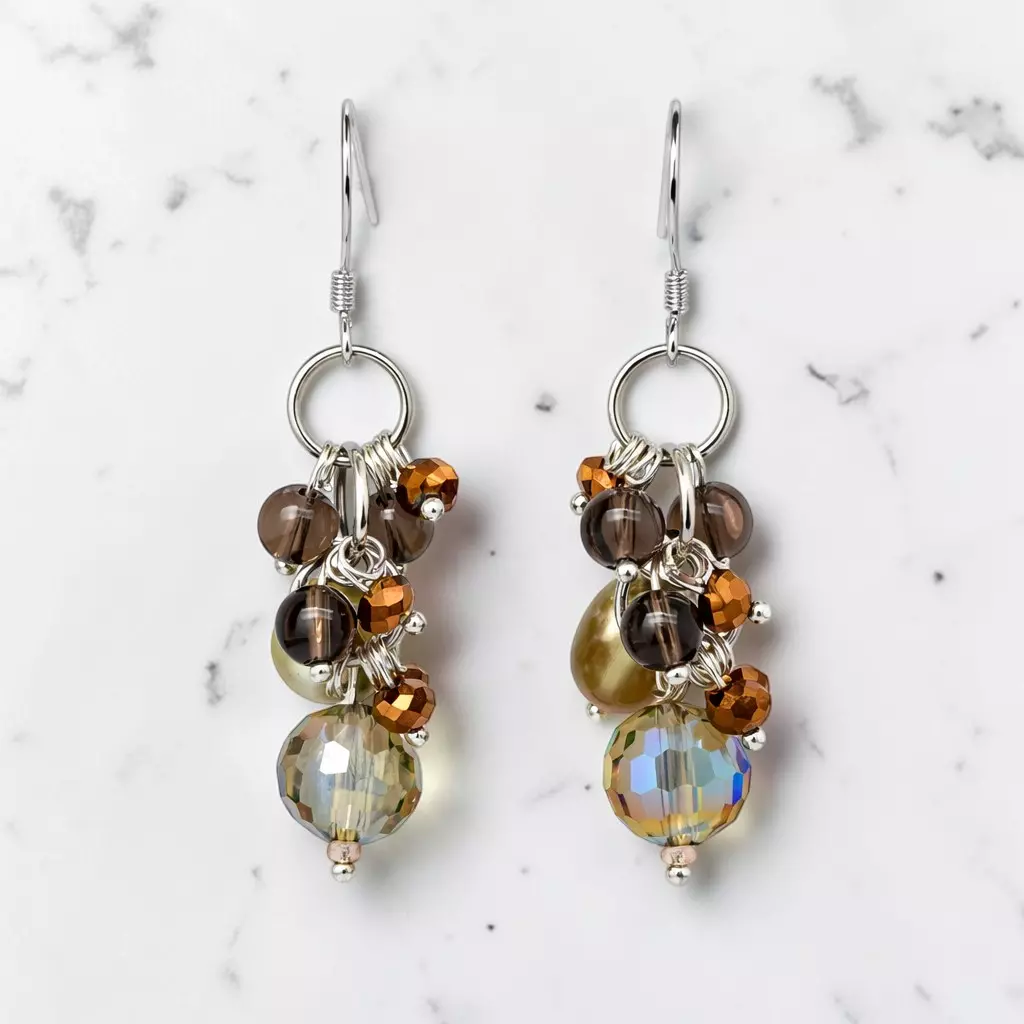 Green Cultured Pearl Drop Earrings in 925 Sterling Silver thumbnail