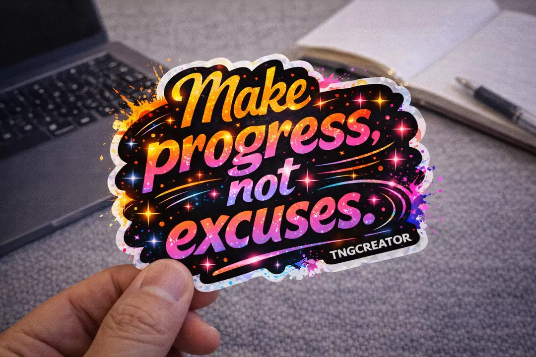 Make Progress Not Excuses Sticker | Motivational Vinyl Decal | 3 Inch  thumbnail