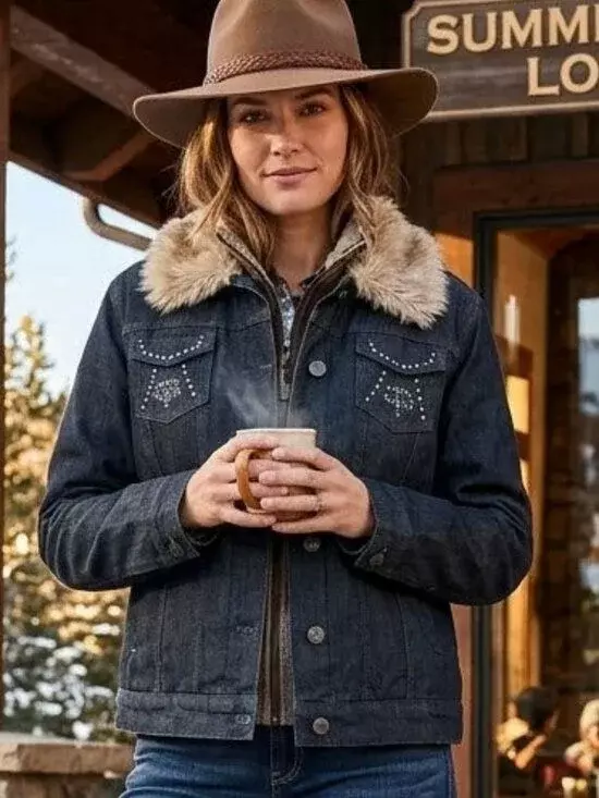 HIP JEANS  LADIES BLACK FAUX FUR LINED JEAN JACKET NWT thumbnail