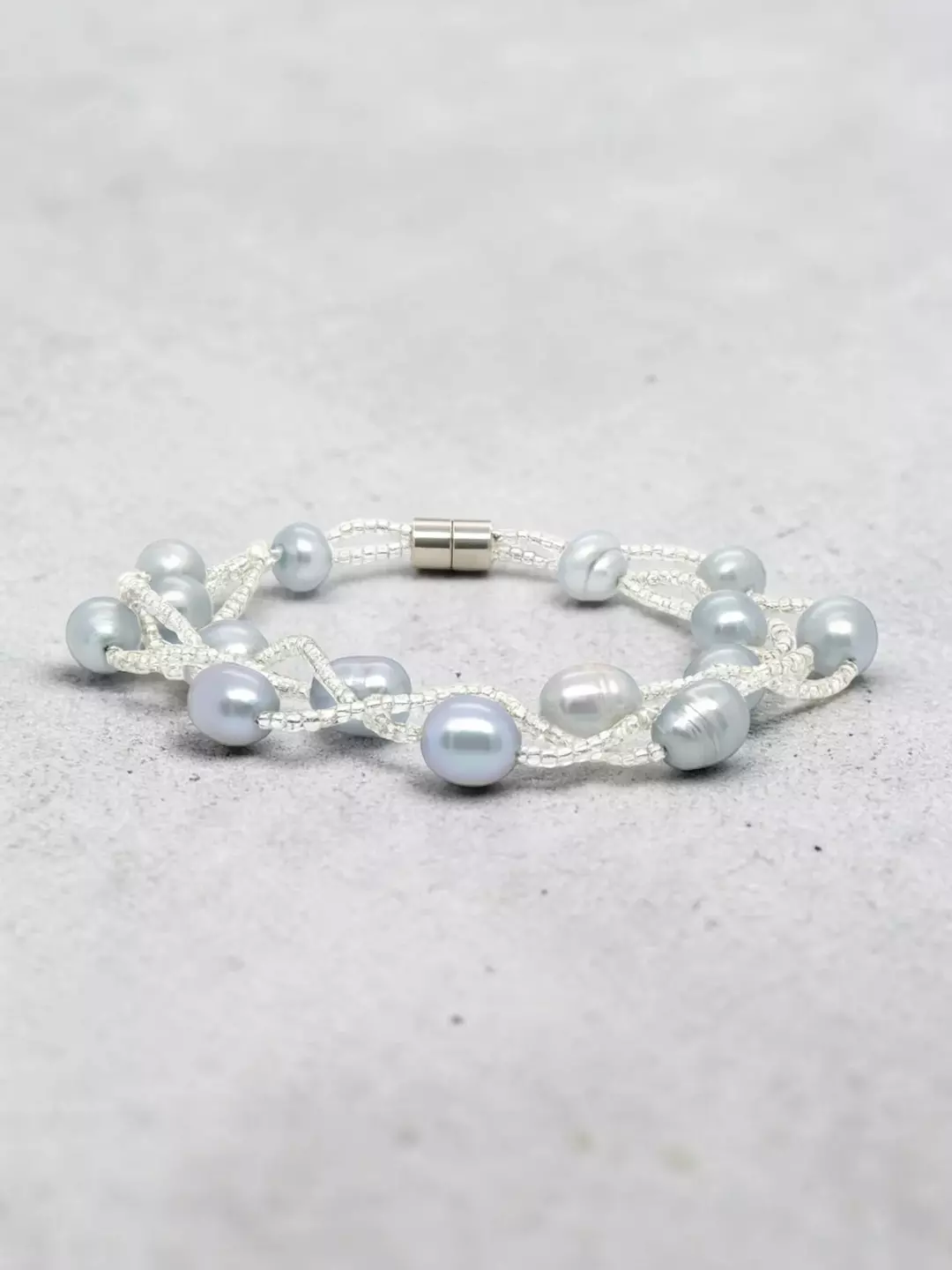 Silver Cultured Pearl Bracelet with Magnetic Clasp thumbnail