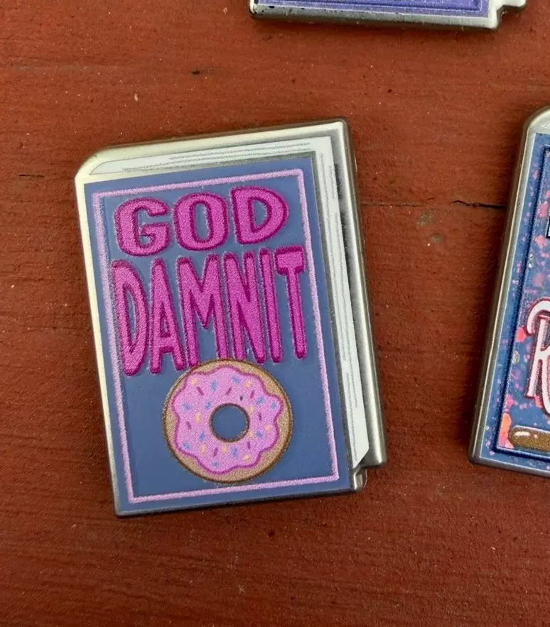 KNICK KNACK- PIN- BOOK COVER- GOD DAMN IT DONUT thumbnail