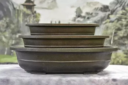 Mica Bonsai Pots – (OVA) Oval Series OVA14: 15 1/4″L x 10 1/2″W x 3 1/2″D thumbnail