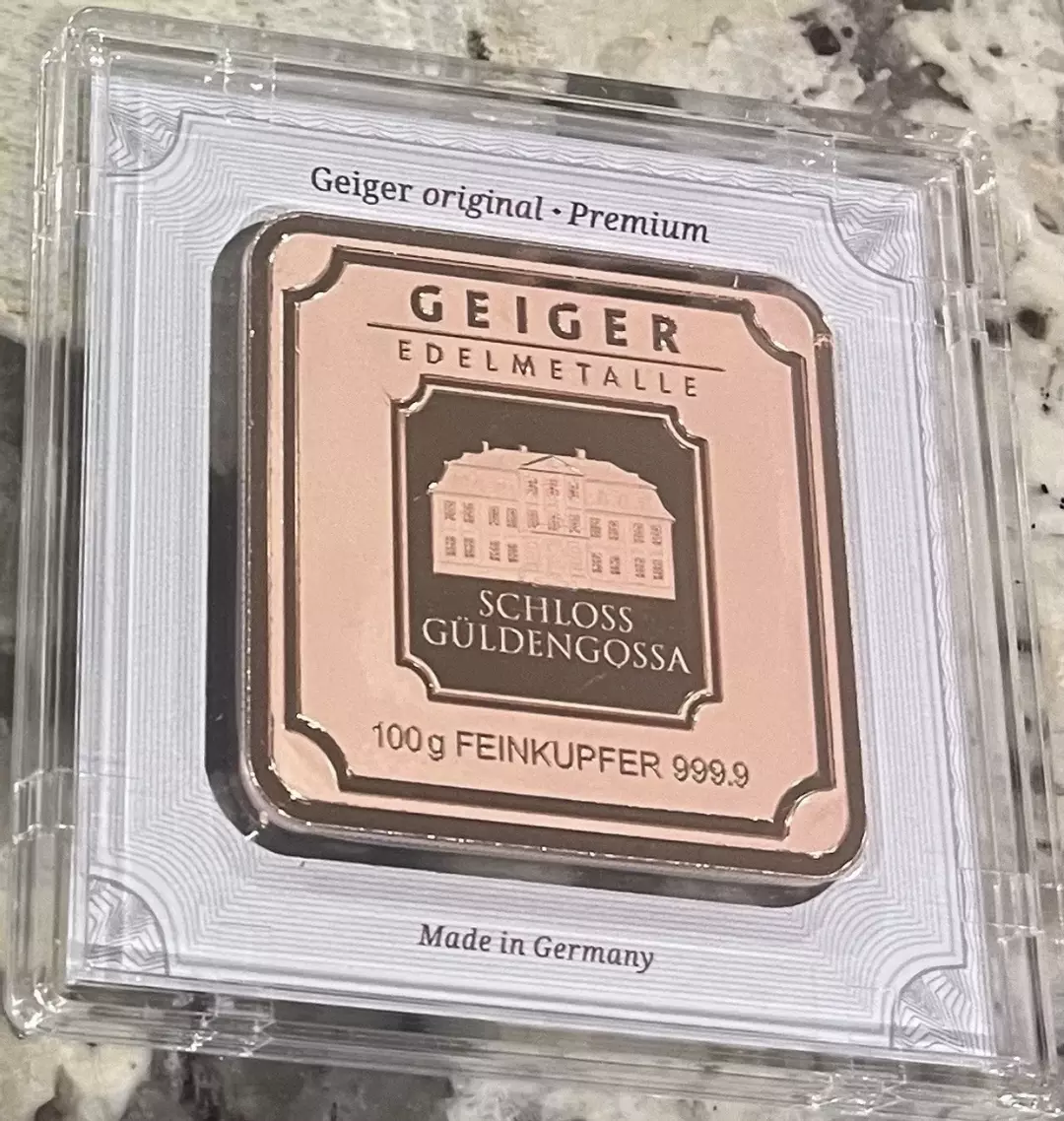 Geiger Edelmetalle 100g 999.9 Fine Copper in Sealed Assay! Limited Run on these! thumbnail