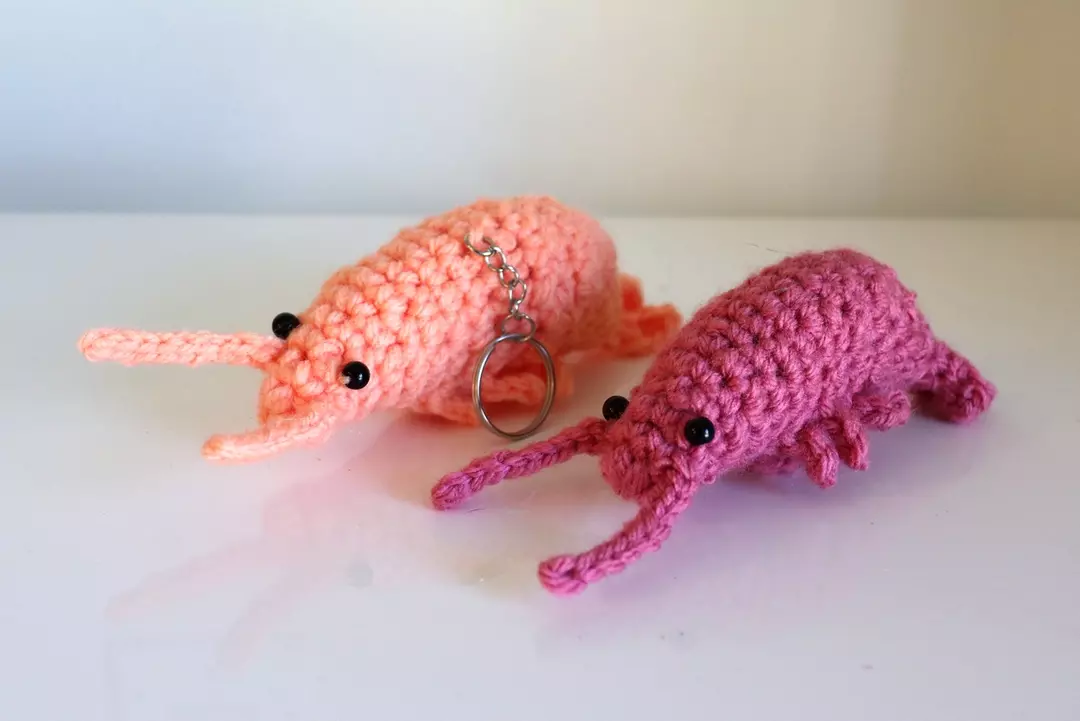 Handmade Crochet Shrimp Keychain thumbnail