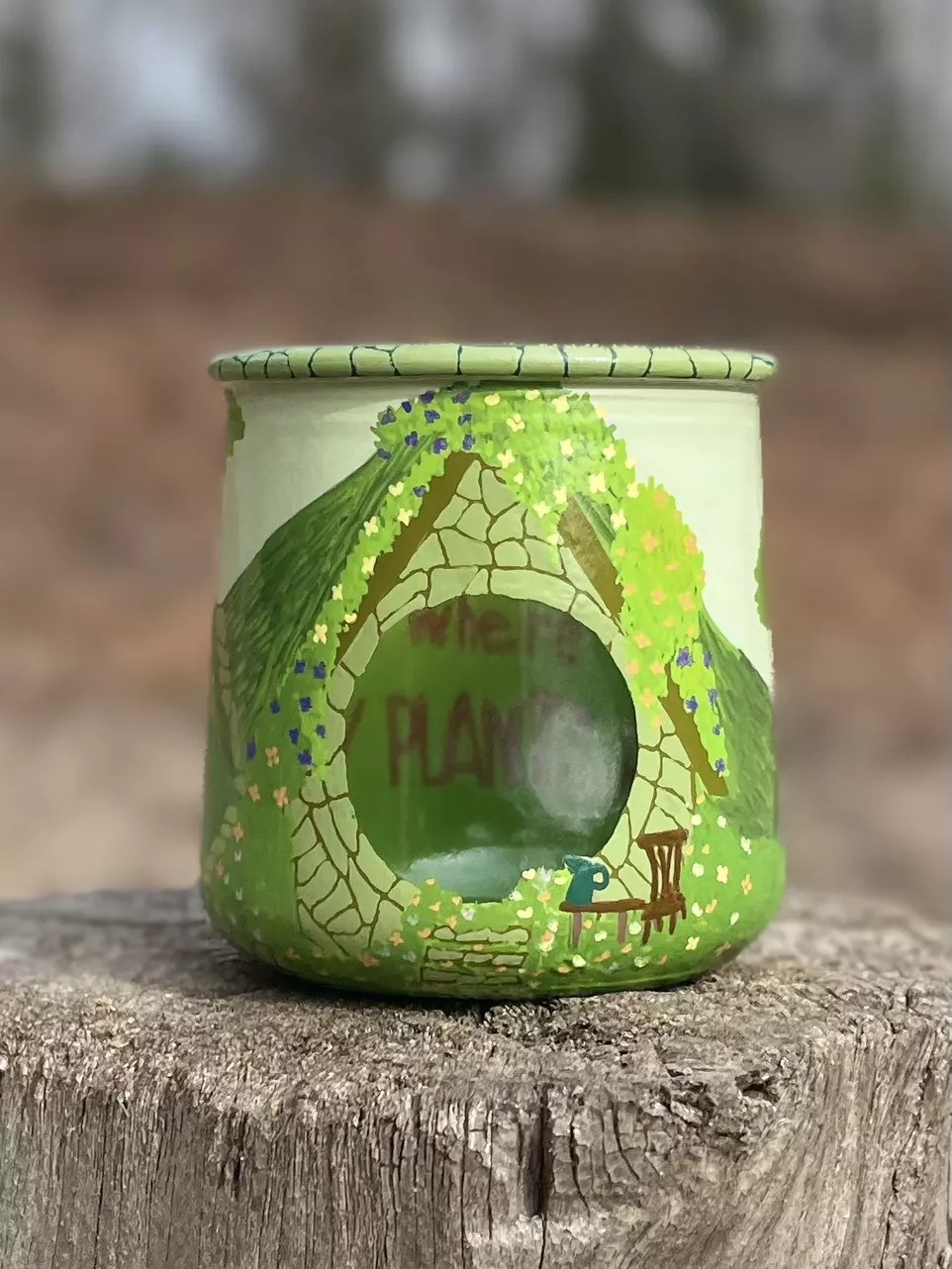 “Hobbit hole” style prop jar ~ handpainted thumbnail