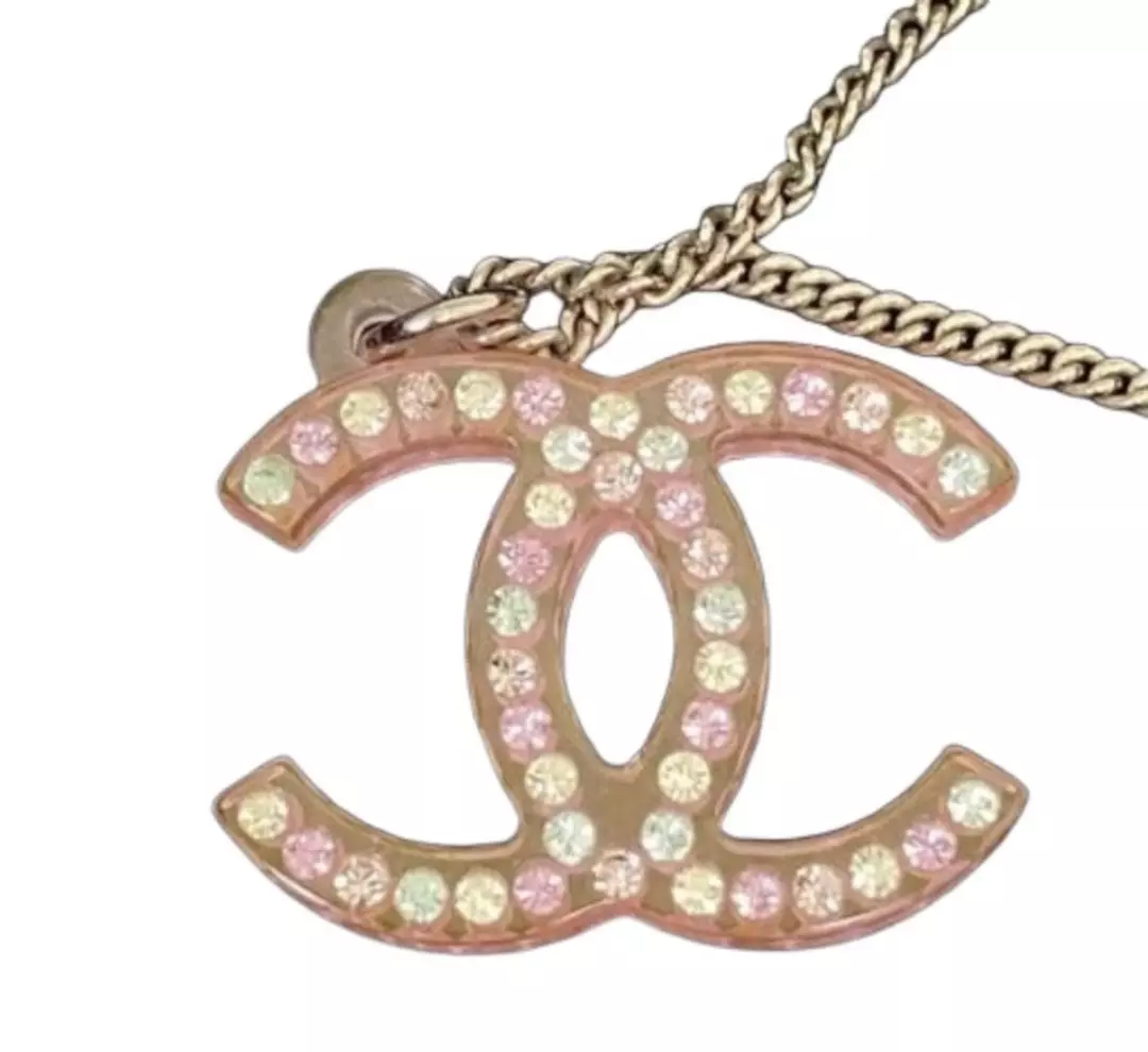 Chanel Pink Crystal Resin Necklace thumbnail