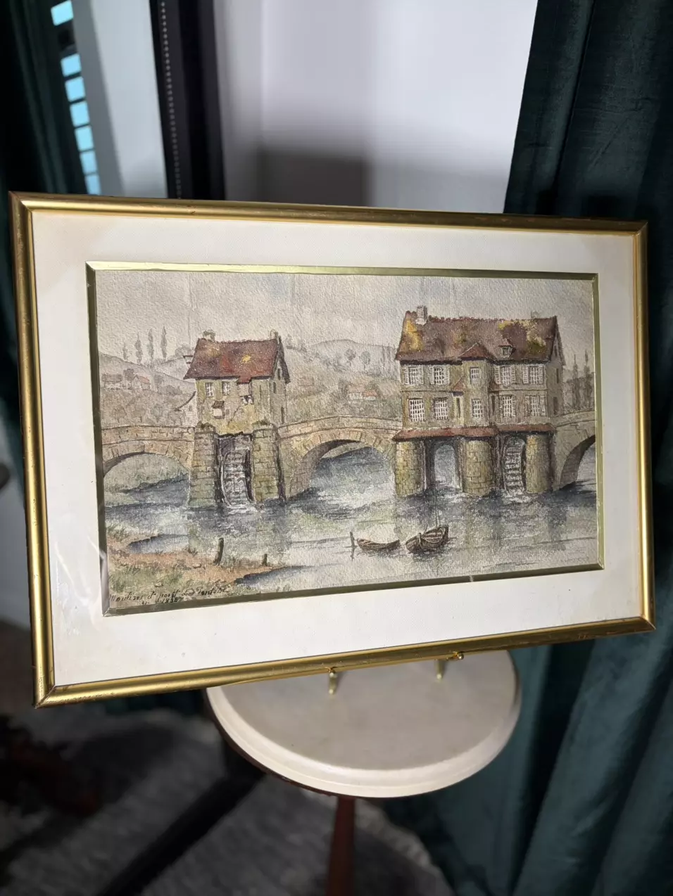 19th-Century French Watercolor — Moulins et Pont de Fontaine, 1838 thumbnail