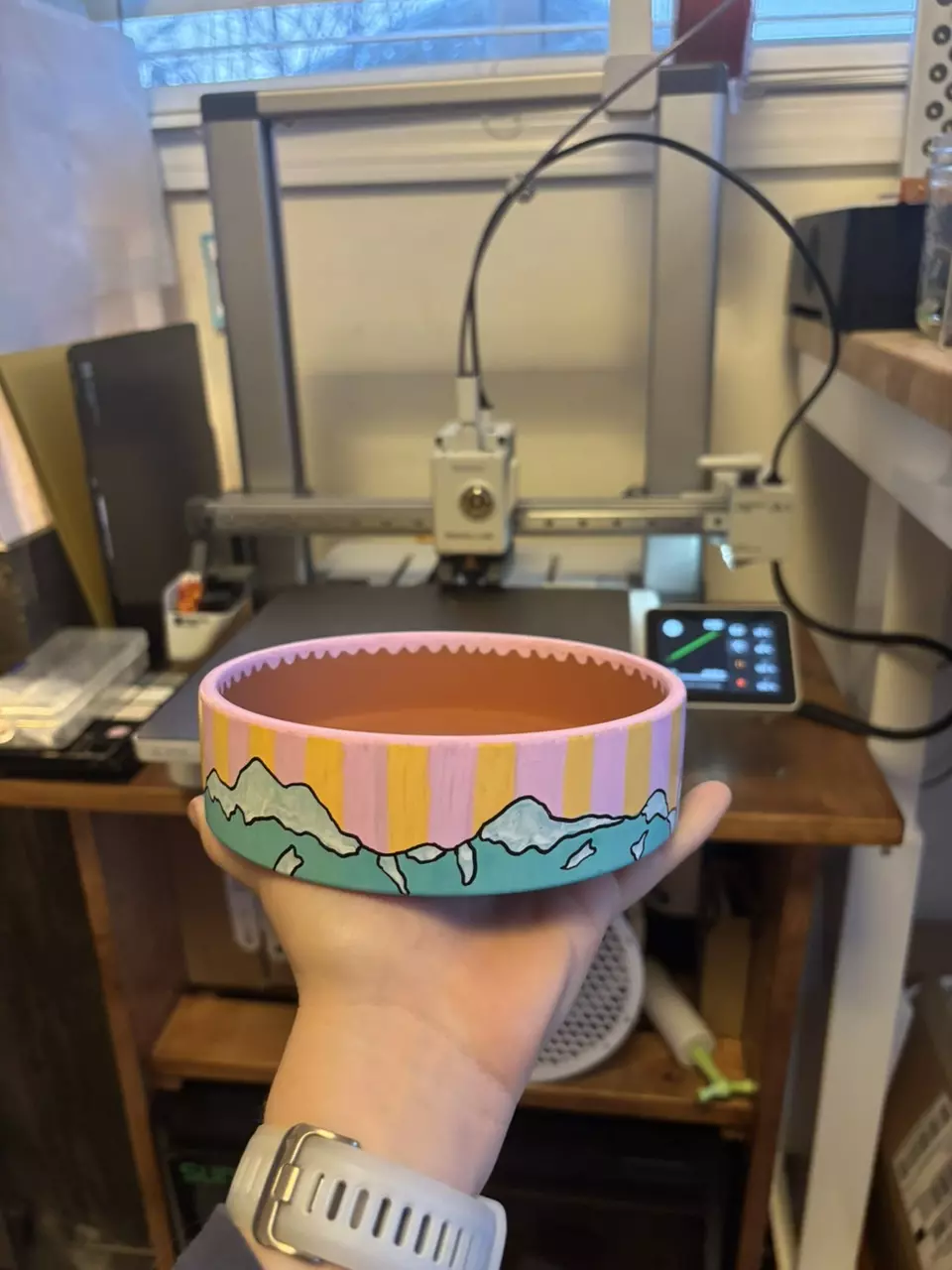 *MADE TO ORDER* Hand-painted, deep, mountain saucer thumbnail