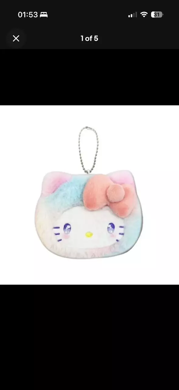 Sanrio Mini Face Pouch Rainbow Hello Kitty H8 x W11 x D3cm NEW from JP thumbnail