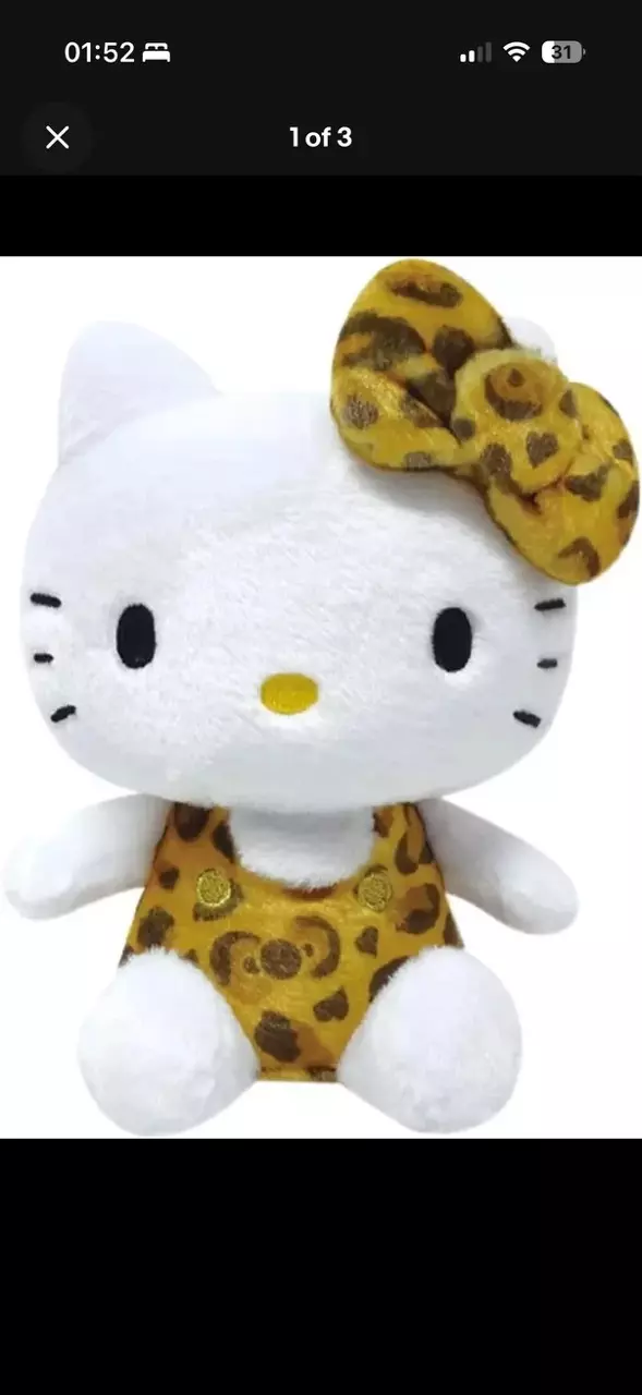 Sanrio Character Hello Kitty Sitting Stuffed Toy (Leopard Print Series) Brown thumbnail
