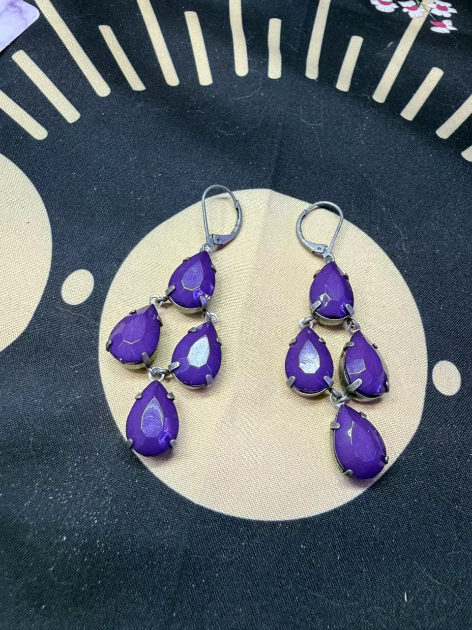 Purple dangle hook clamper earrings thumbnail