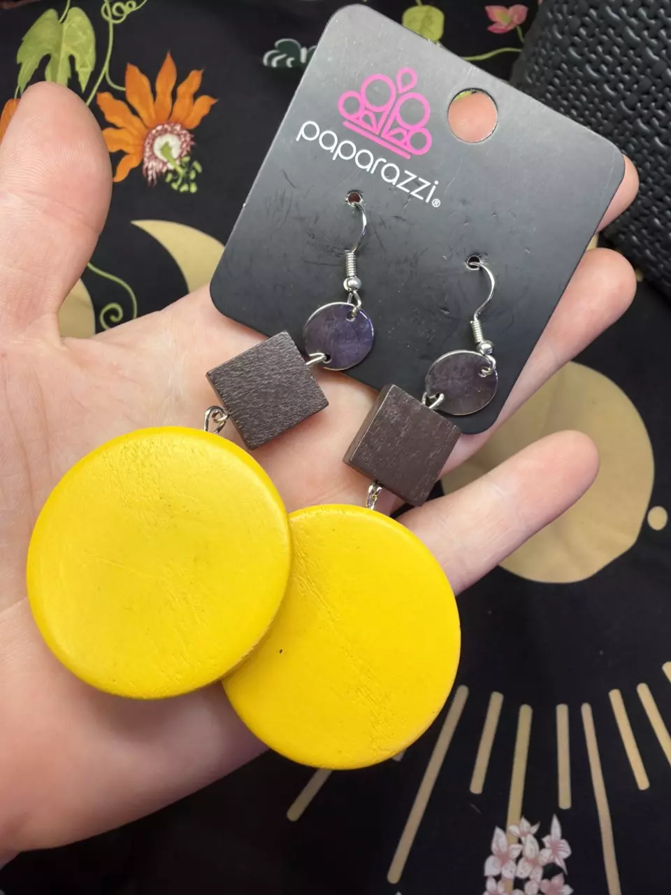 Yellow wood hook earrings NWT thumbnail