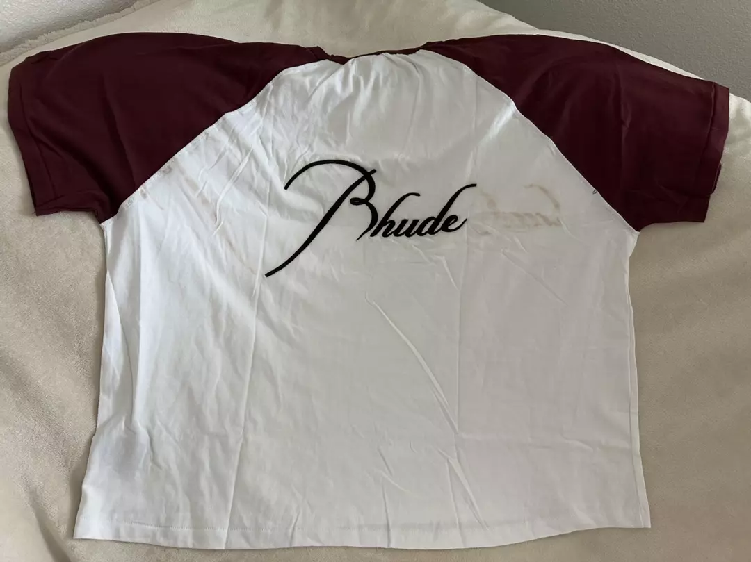 Rhude Raglan Shirt - XL Burgandy/White - New W/Defects thumbnail