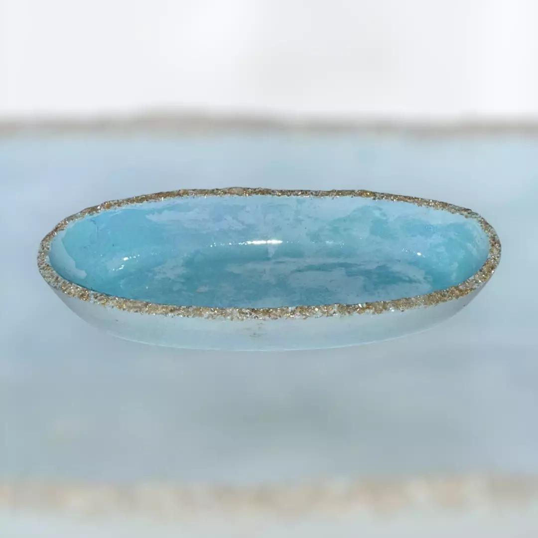 Handmade Eco Resin Oval Trinket Dish | Jewelry & Vanity Decor thumbnail