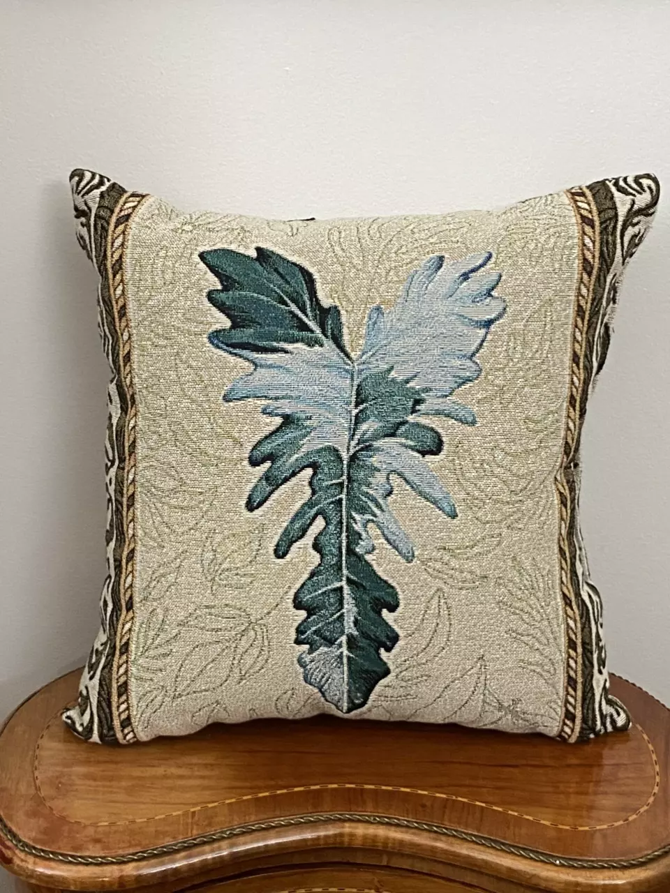 Philodendron Woven Throw Pillow 17x18 Cream thumbnail