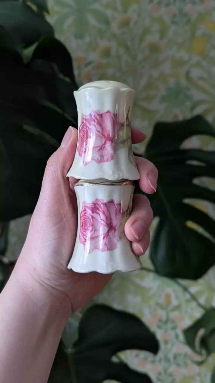 Made in Austria rose salt & pepper shakers - no stoppers thumbnail