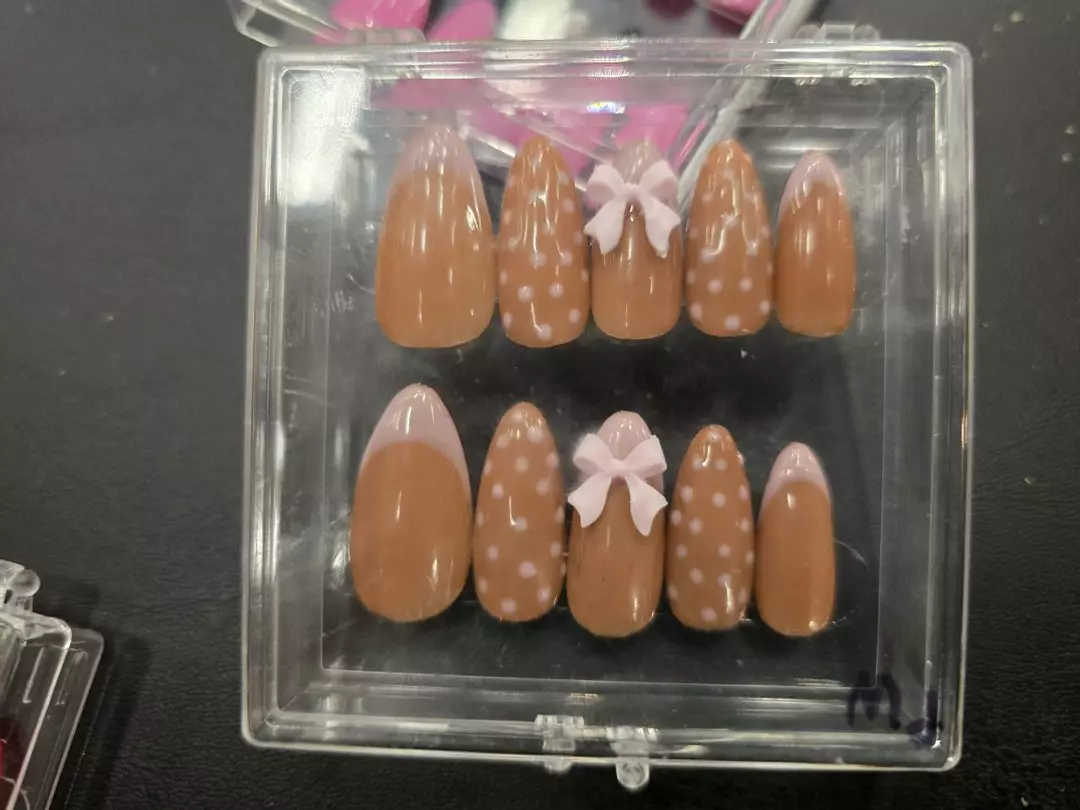 Almond hand painted nails thumbnail