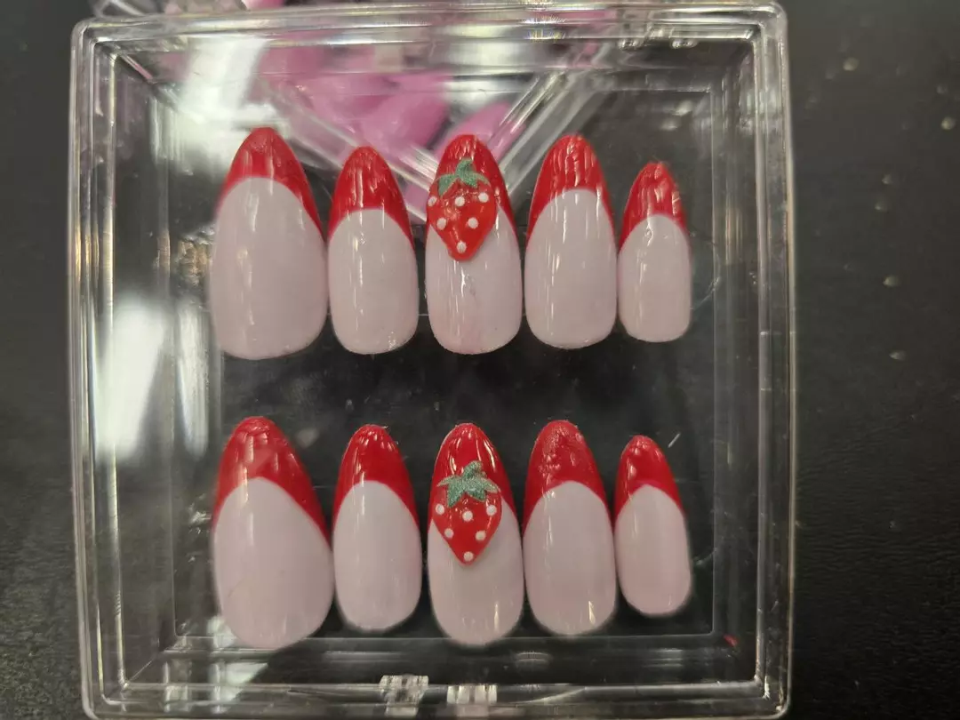 Almond hand painted nails thumbnail