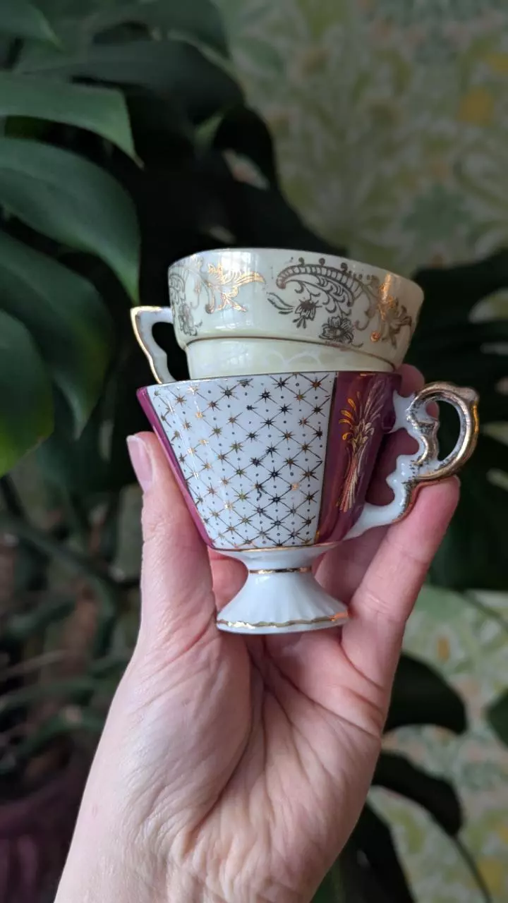 pair of small lusterware teacups - adorable! thumbnail