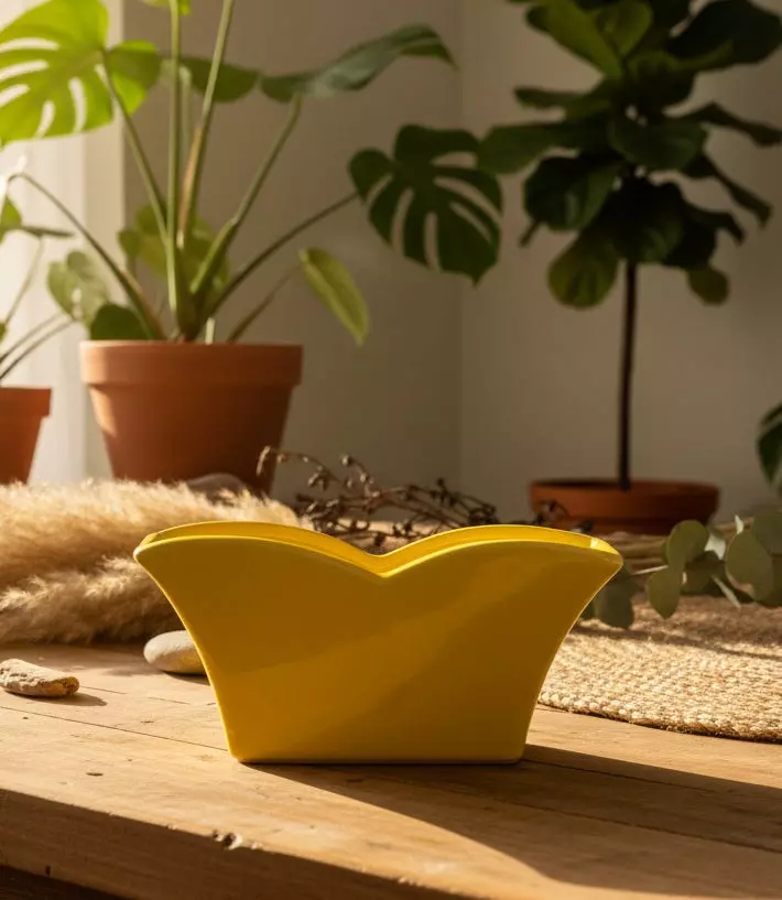 Vintage Yellow Ceramic Planter thumbnail