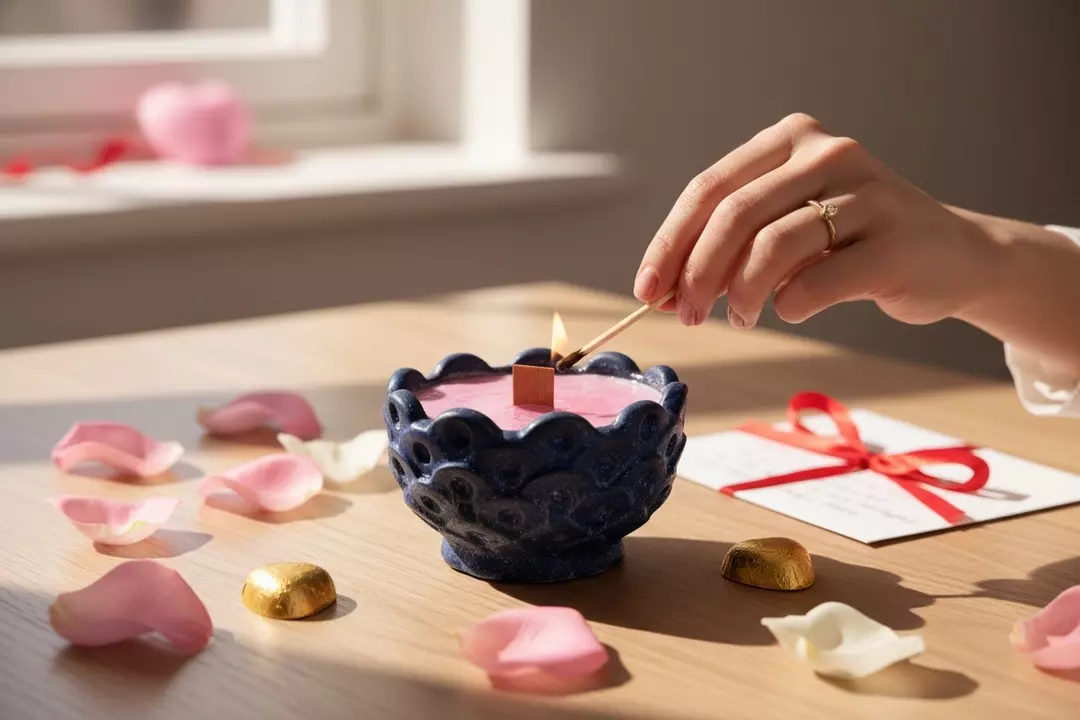 Cherry Scented Hand-Poured Soy Candle | Decorative Resin Bowl thumbnail