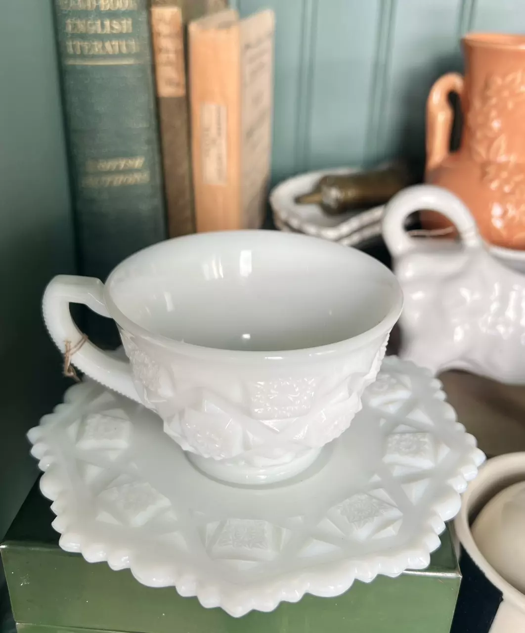 Milkglass Tea Cup & Saucer thumbnail
