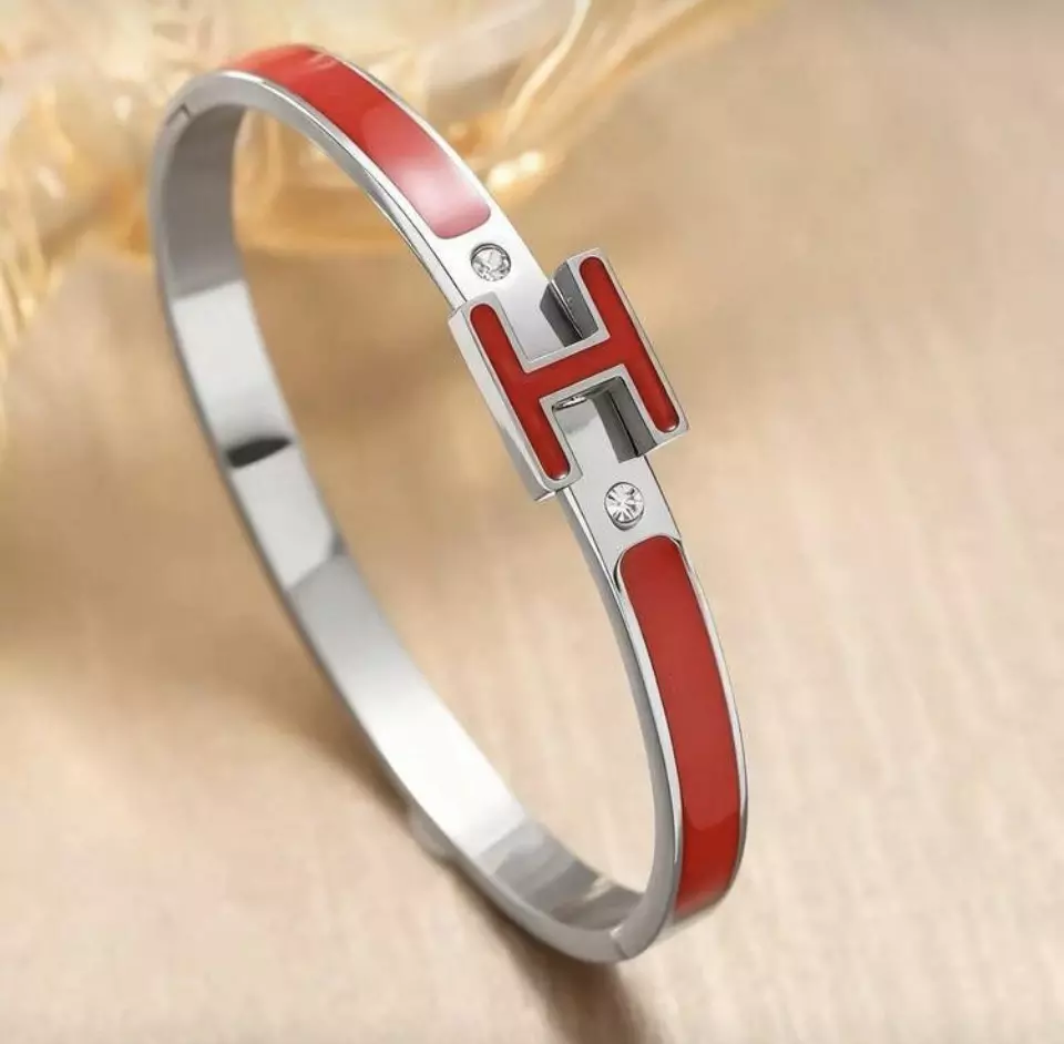 18k gold plated silver and Red H bracelet thumbnail