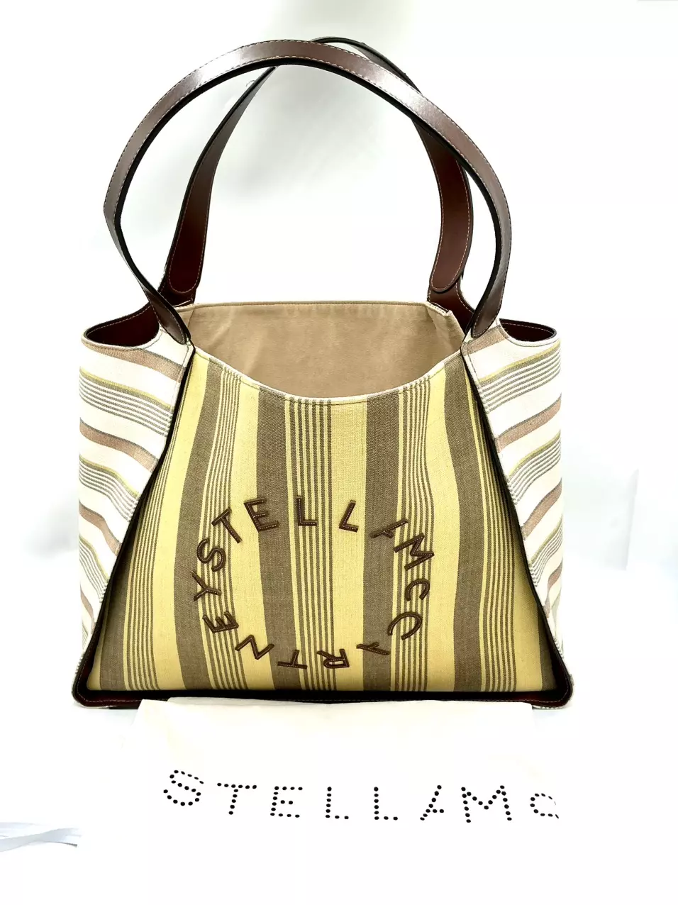 Stella McCartney Striped Cotton Canvas Tote Bag thumbnail