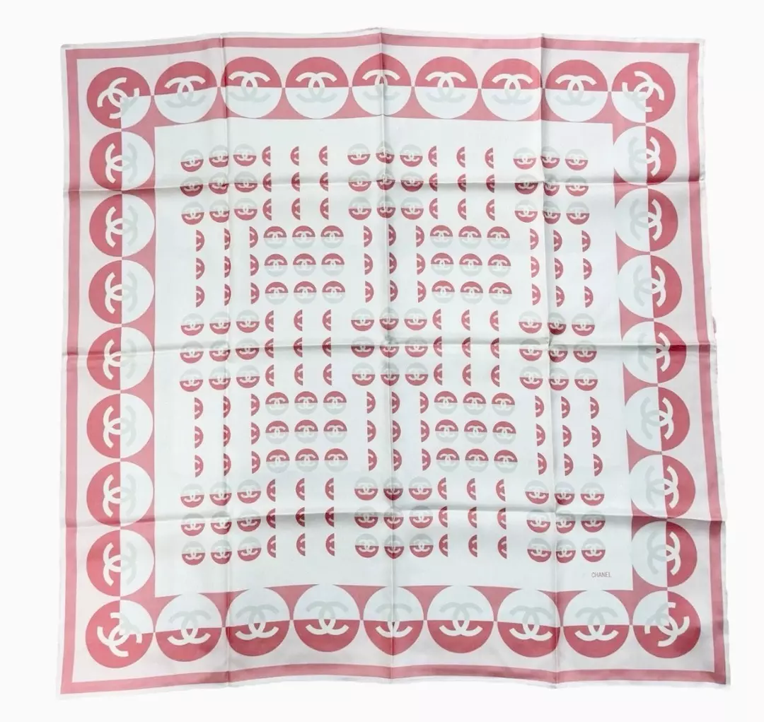 Pink Chanel CC Logo Silk Scarf thumbnail