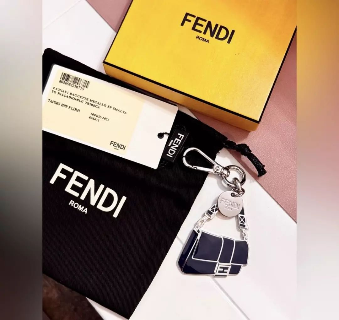 New Fendi Silver Keychain Baguette Bag Charm thumbnail