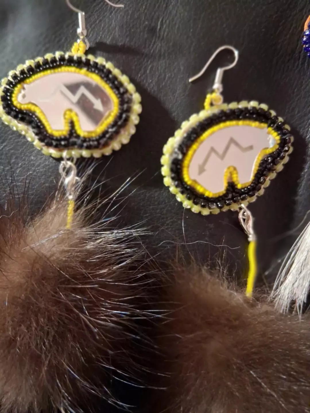 Native American made Medicine Bear Earrings thumbnail