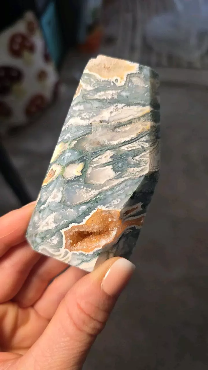 Druzy Pink Moss Agate Tower #42 thumbnail