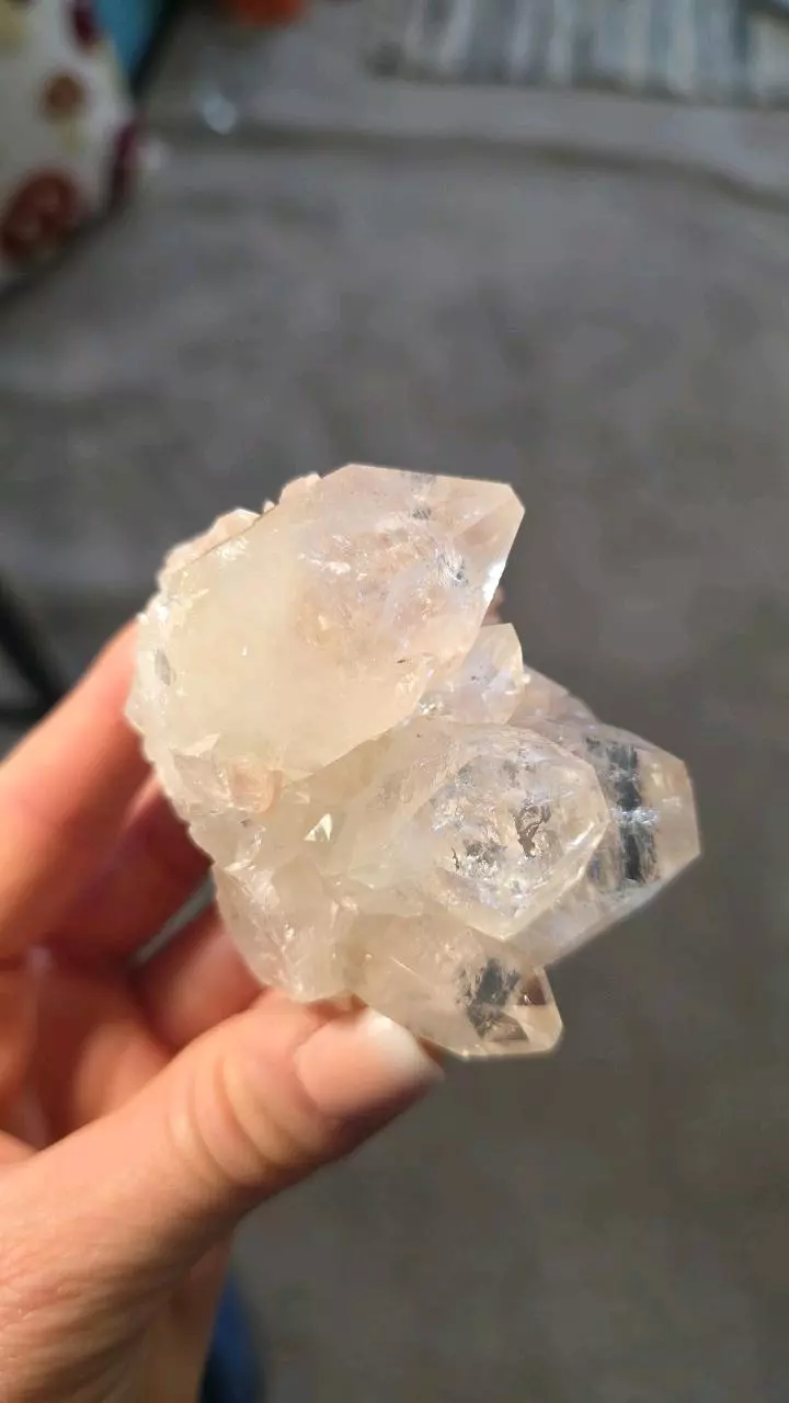 Peach Silbite on Diamond Apophyllite #50 thumbnail