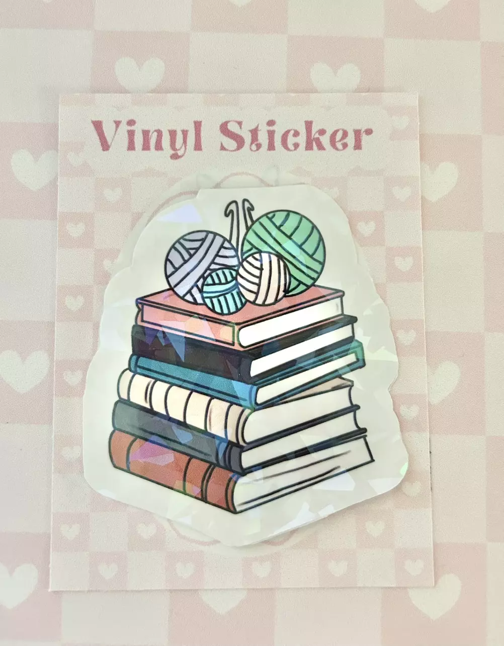 Books and yarn vinyl sticker thumbnail